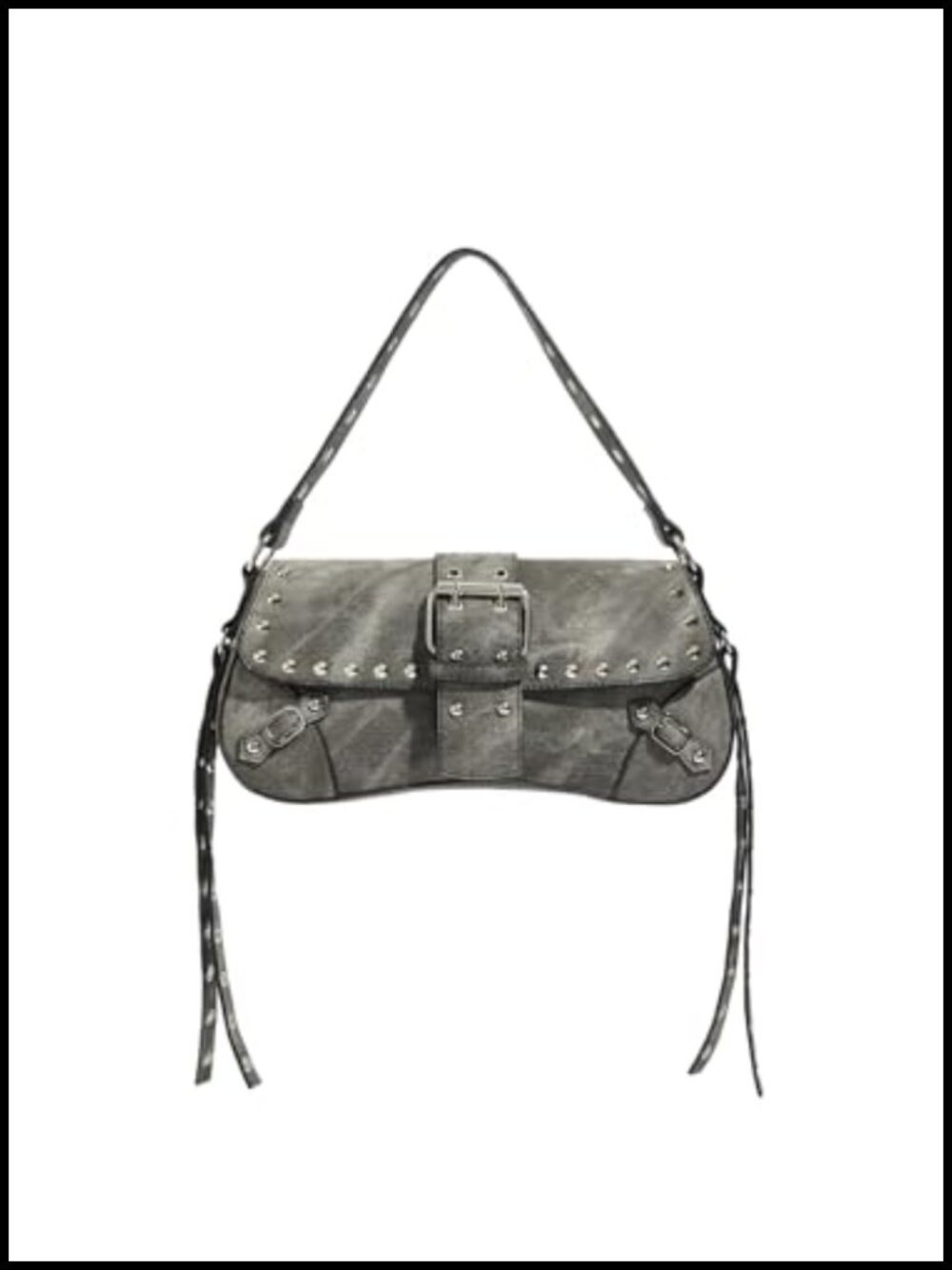 Y2K Mini Goth Punk Studded Faux Leather Shoulder Bag Purse with Top Handle